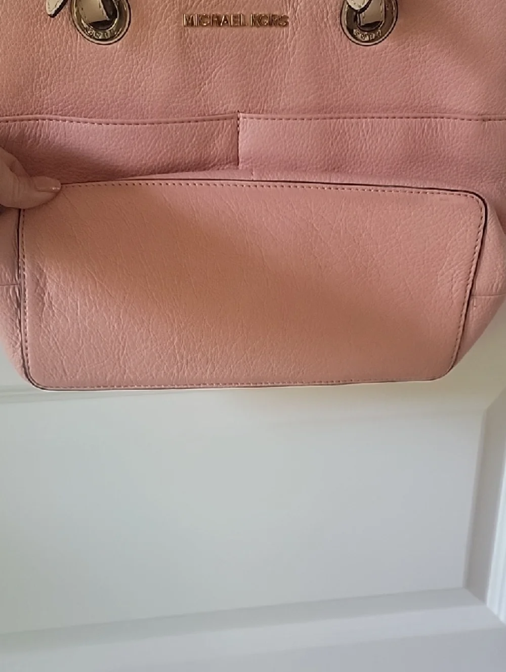 Michael Kors Blush Pink Leather Tote with Gold Accents
